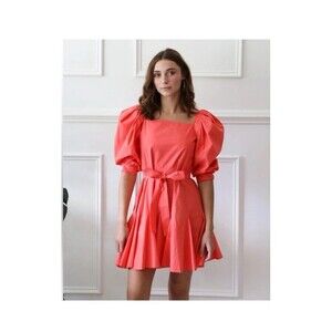 NEW Mille Anais Melon Flirty Flounced Puff Sleeve Mini Dress $258